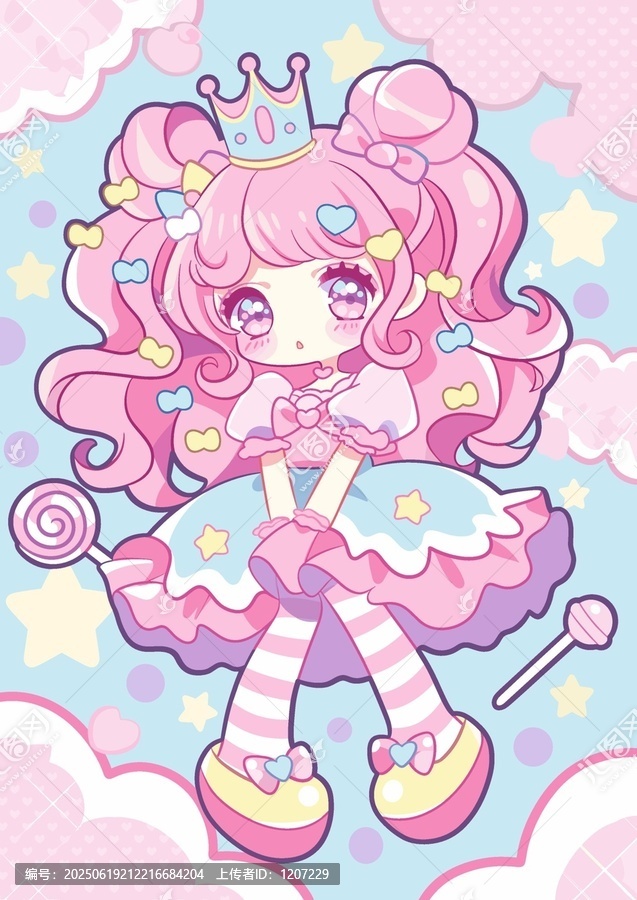 夢幻可愛的粉色系動漫女孩