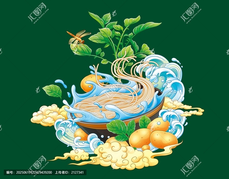 馬鈴薯粉條插畫