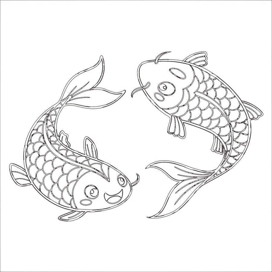 卡通風(fēng)格雙錦鯉圖案