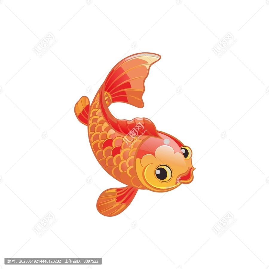 可愛卡通金魚形象插畫