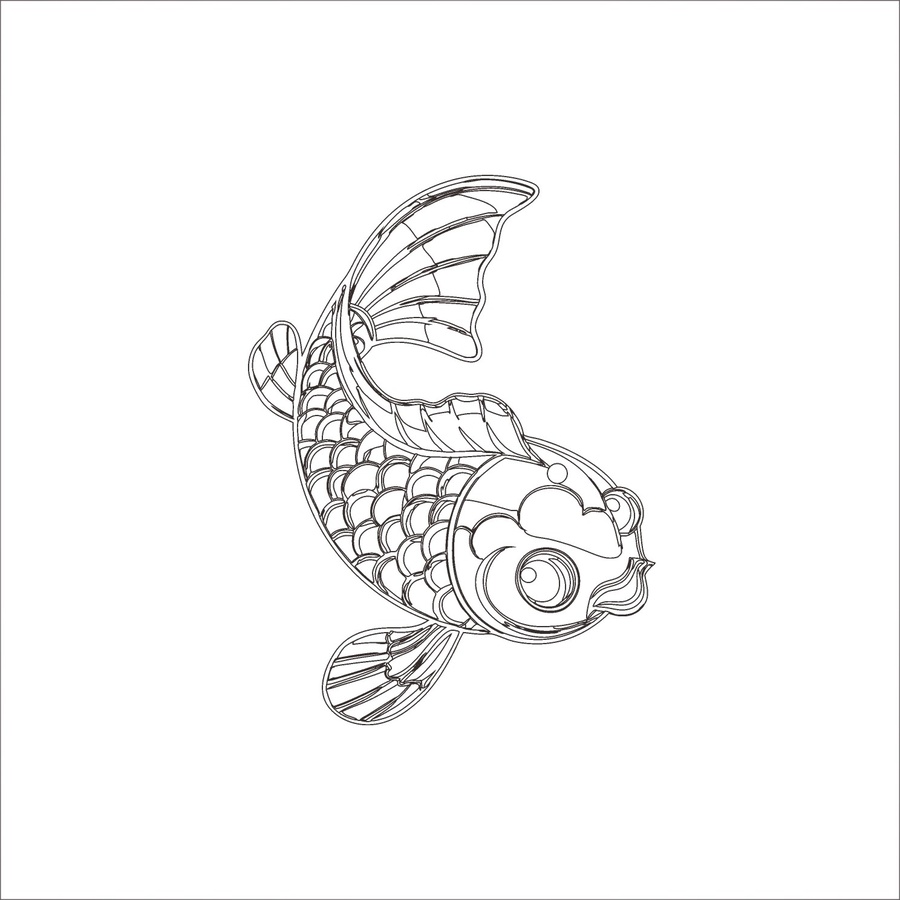 可愛卡通金魚形象插畫