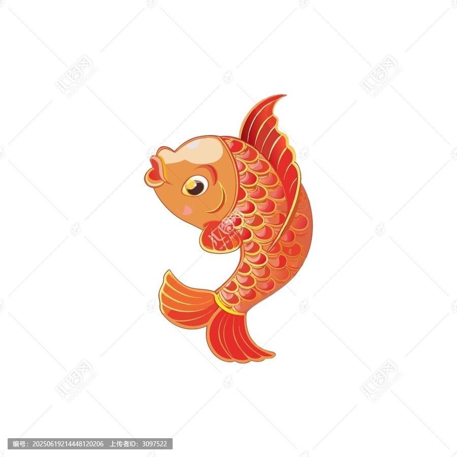 可愛的卡通紅金魚形象