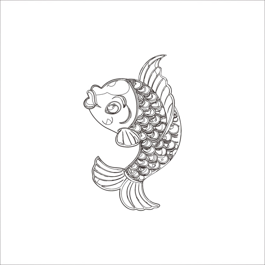 可愛的卡通紅金魚形象