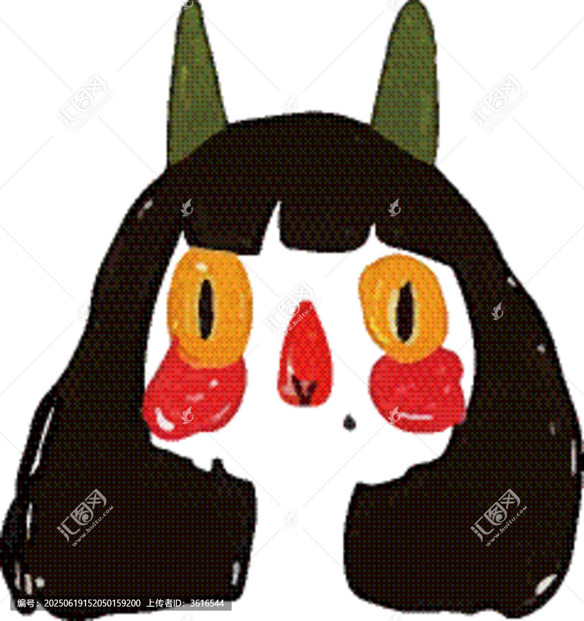 可愛(ài)卡通帶角女孩手繪卡通頭像