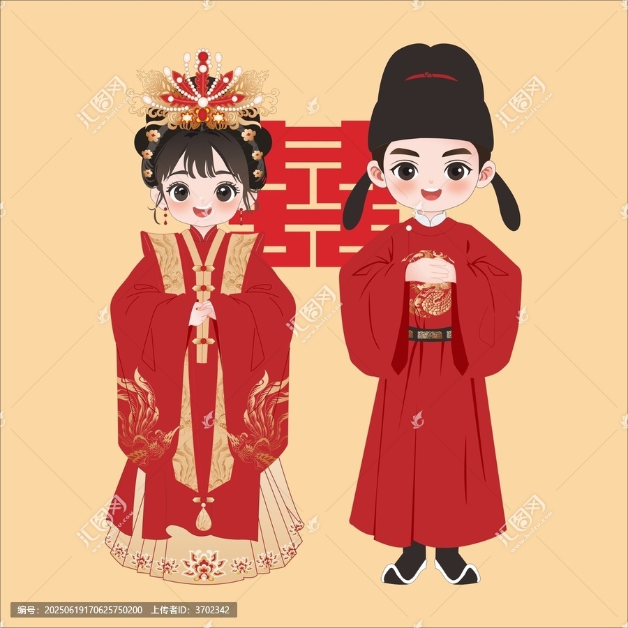 卡通新郎新娘