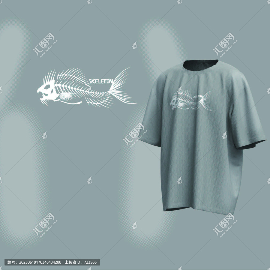 骸光織影系列深海魚骨情侶T恤