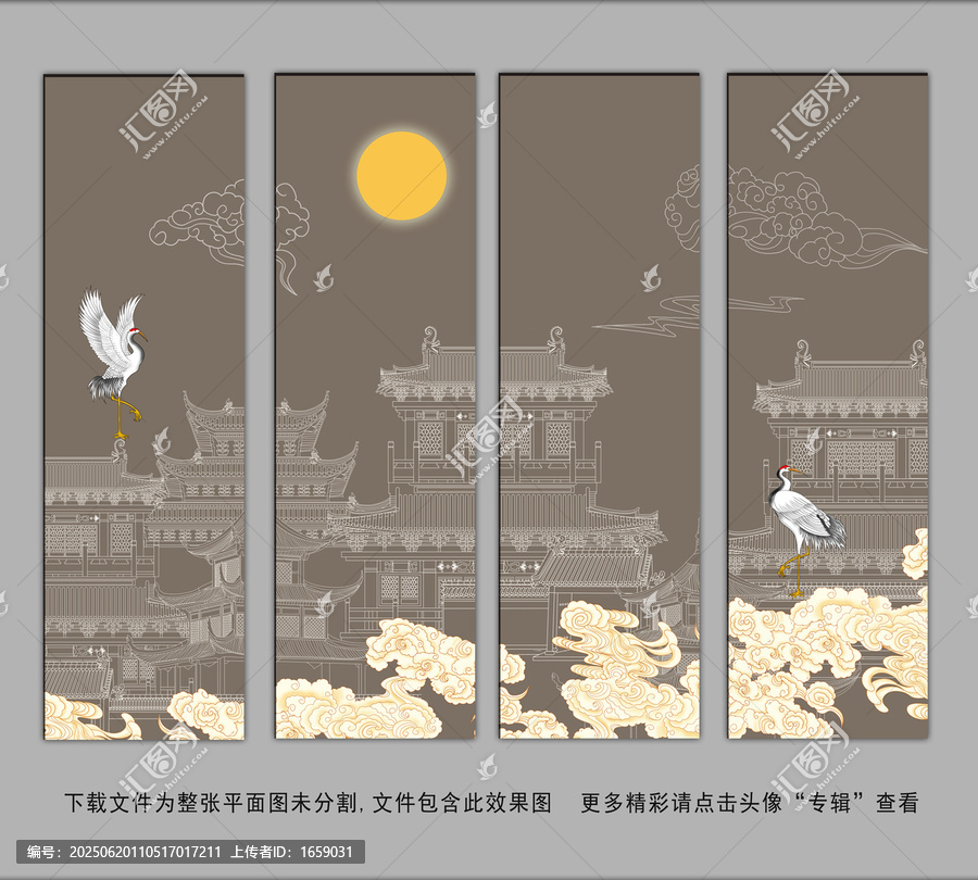 線描描金樓閣山水框畫