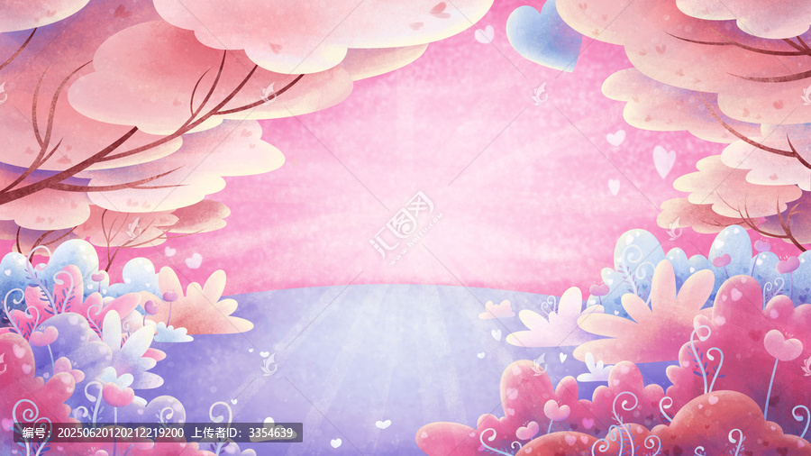 夢幻浪漫的粉色花卉場景