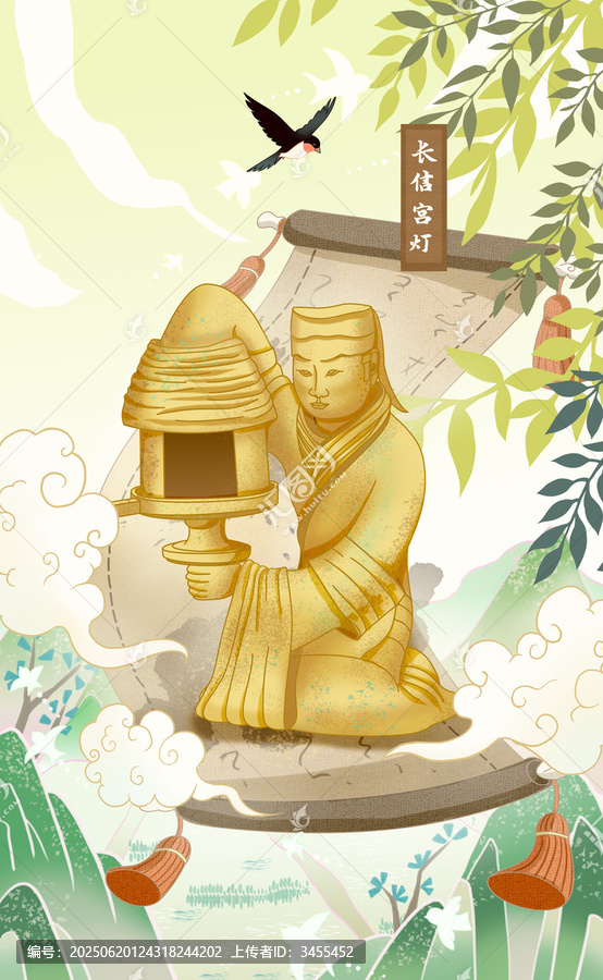 長(zhǎng)信宮燈插畫(huà)