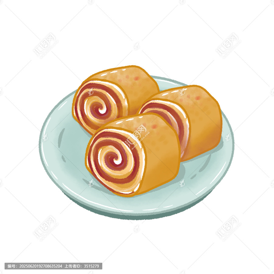 一盤驢打滾北京美食插畫