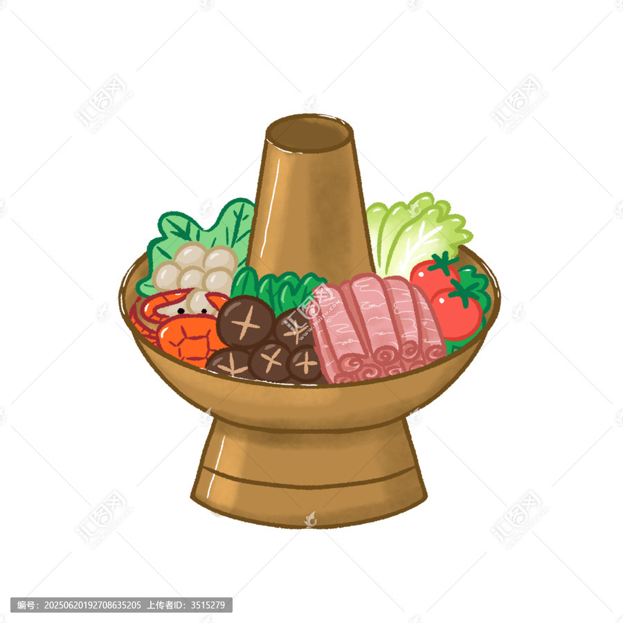 銅鍋涮羊肉北京美食插畫