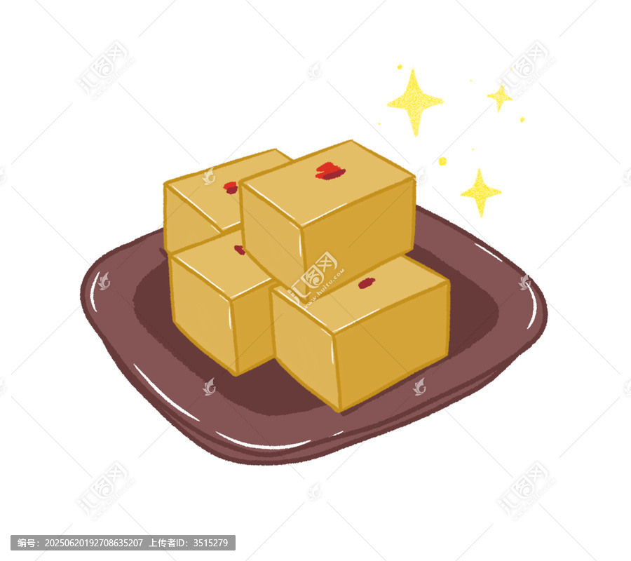 一盤豌豆黃北京美食插畫