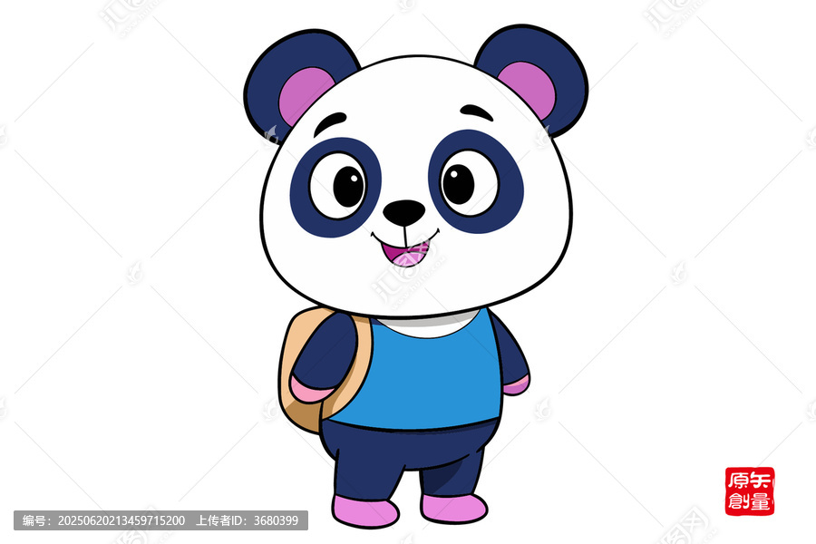 背著書包的可愛卡通熊貓
