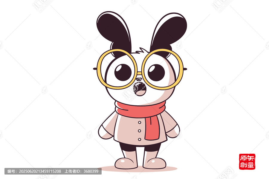 戴眼鏡的可愛卡通兔子
