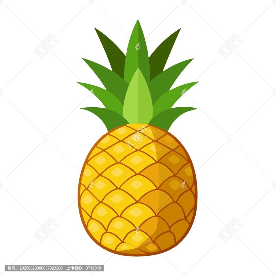 卡通風(fēng)格的黃色菠蘿插畫