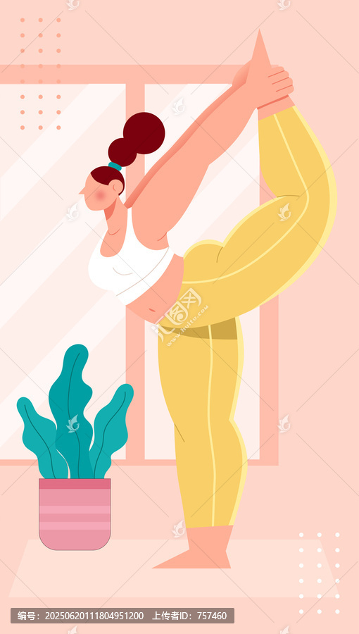 時尚瑜伽人物插畫