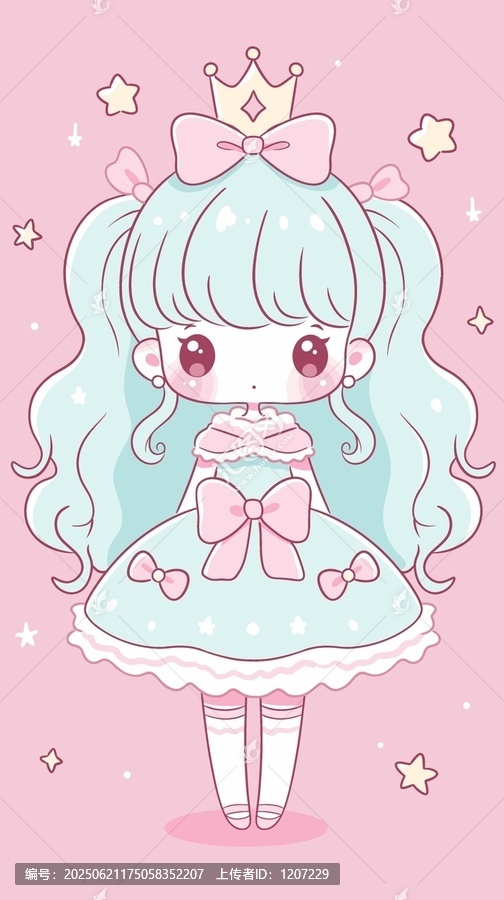 夢幻可愛的公主風卡通女孩