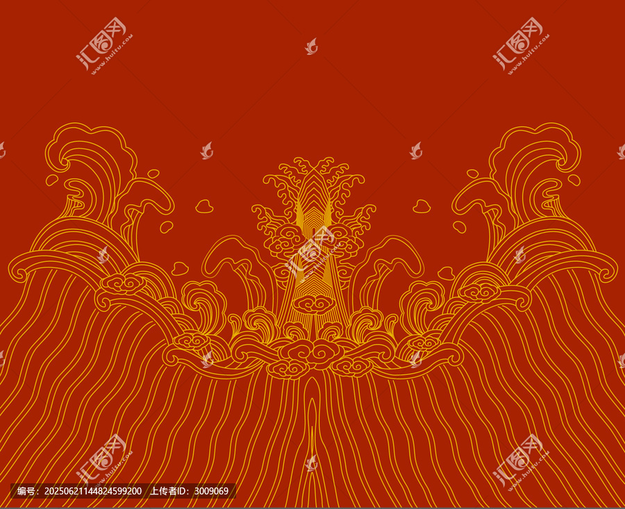 海水江涯矢量線稿