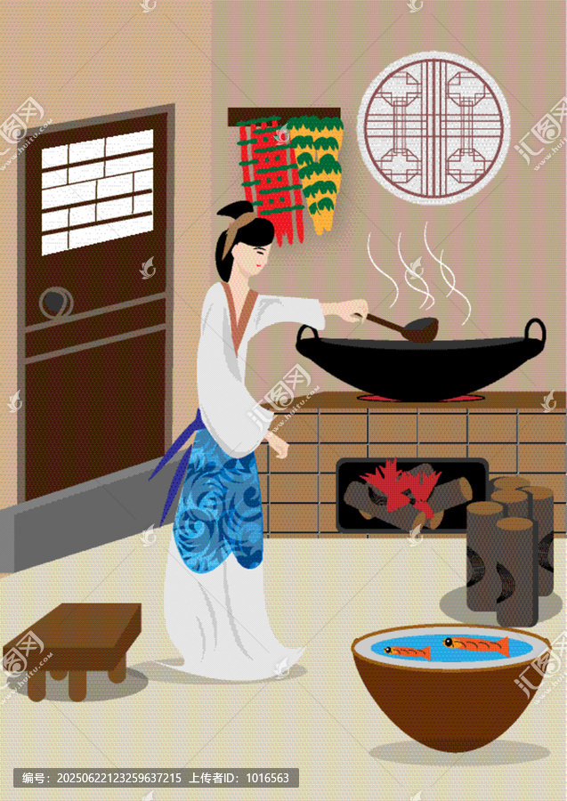 古代女人做飯