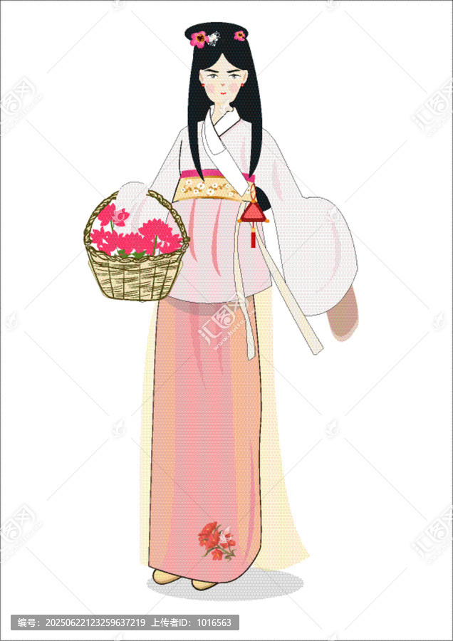中國采花的女子