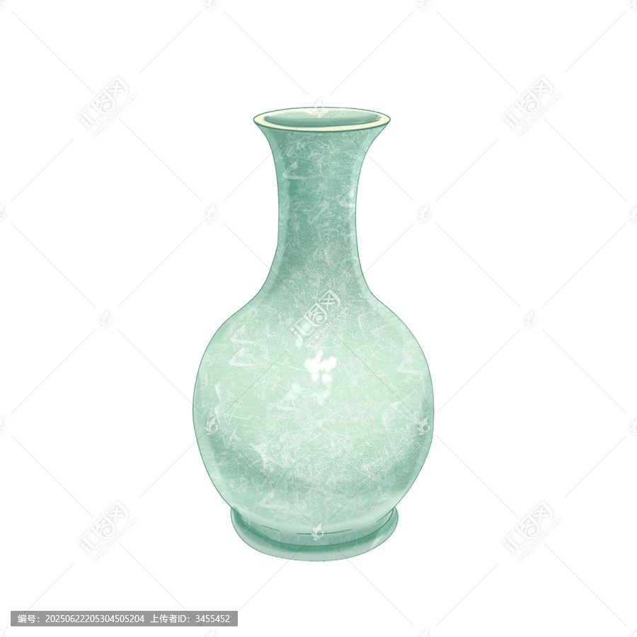 汝窯天藍(lán)釉刻花鵝頸瓶