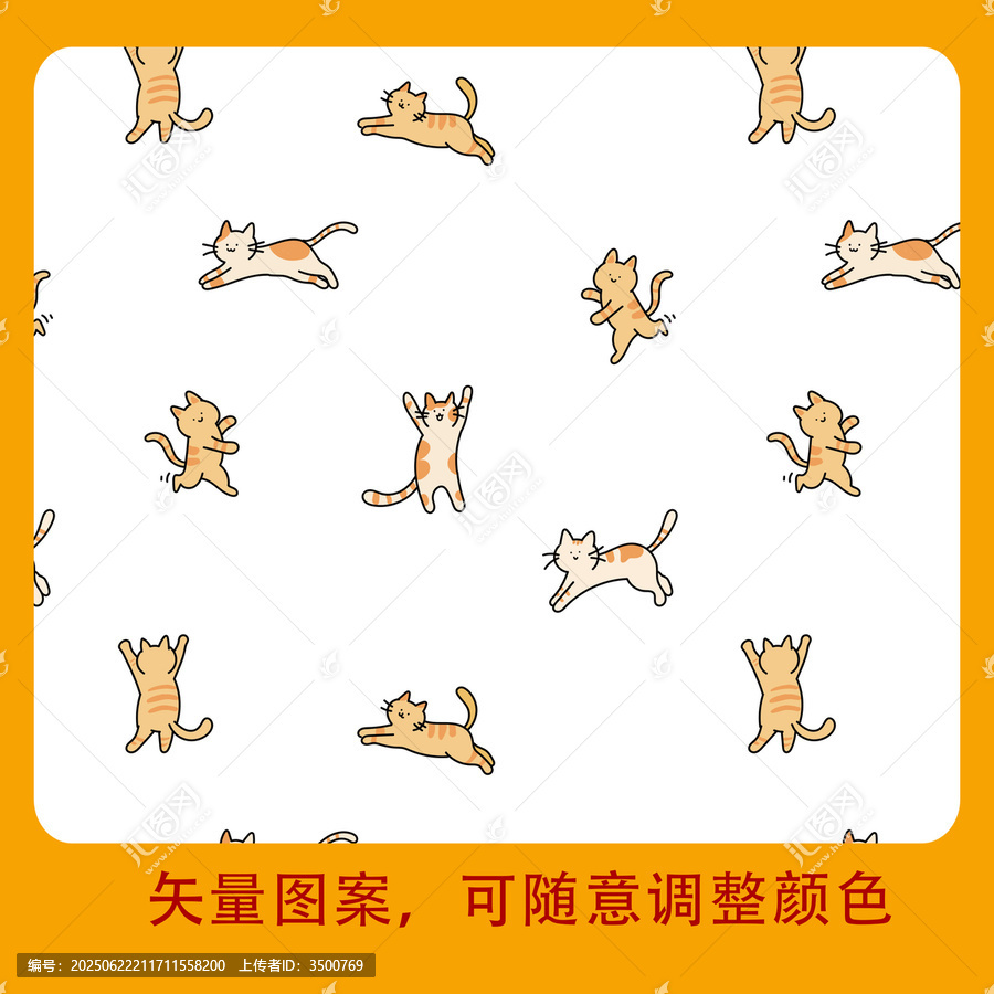 可愛貓咪矢量圖案素材四方循環(huán)