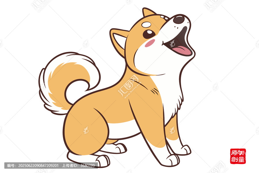 可愛坐立的卡通柴犬形象