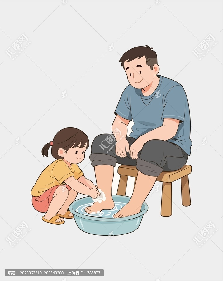 女兒給爸爸洗腳
