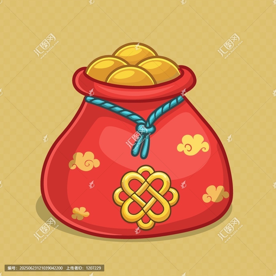喜慶紅袋裝滿金元寶
