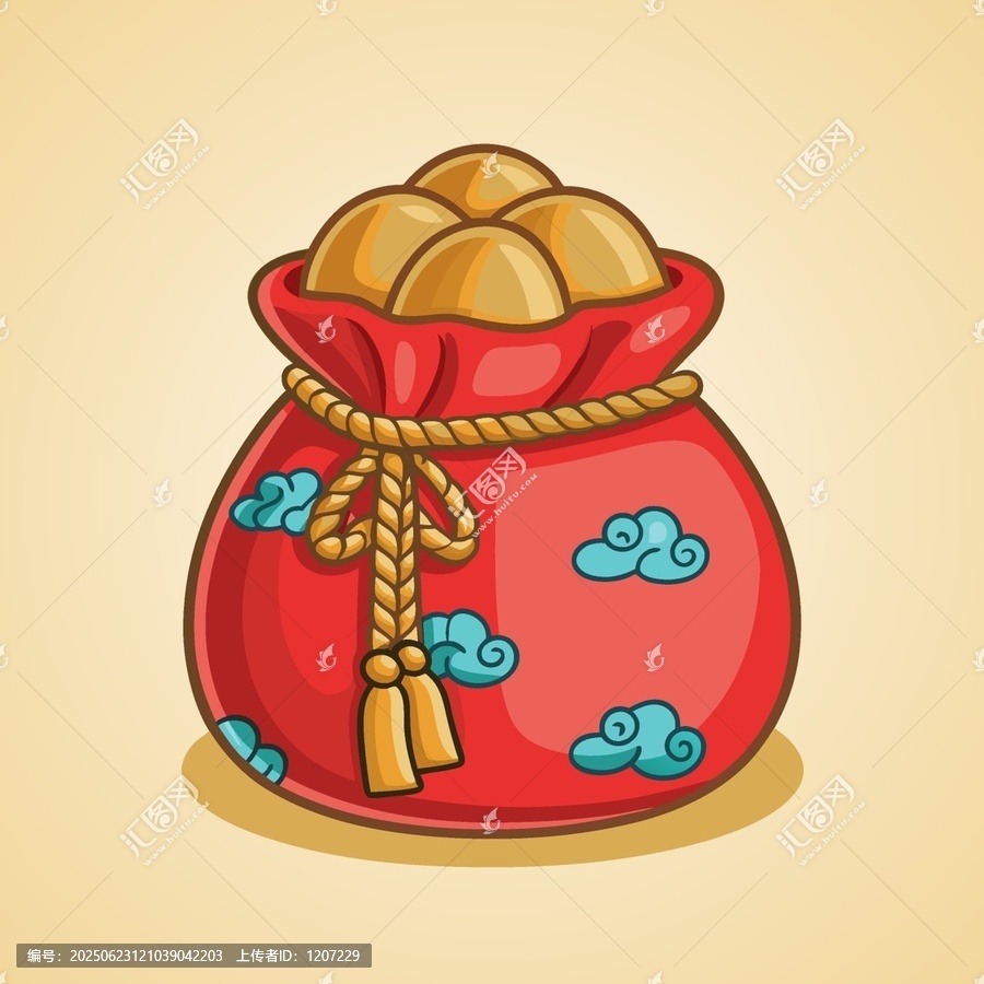 喜慶紅福袋裝滿金元寶