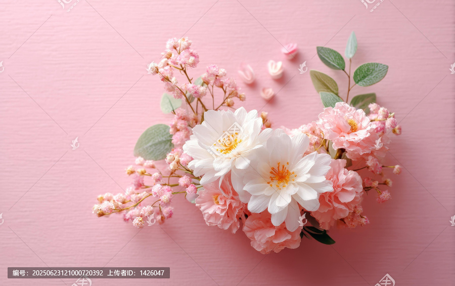 粉嫩花藝作品背景圖