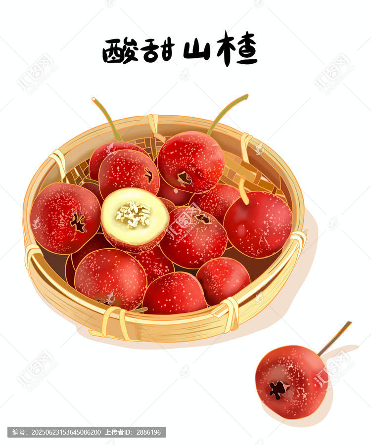一盤酸甜山楂山楂片手繪包裝插畫