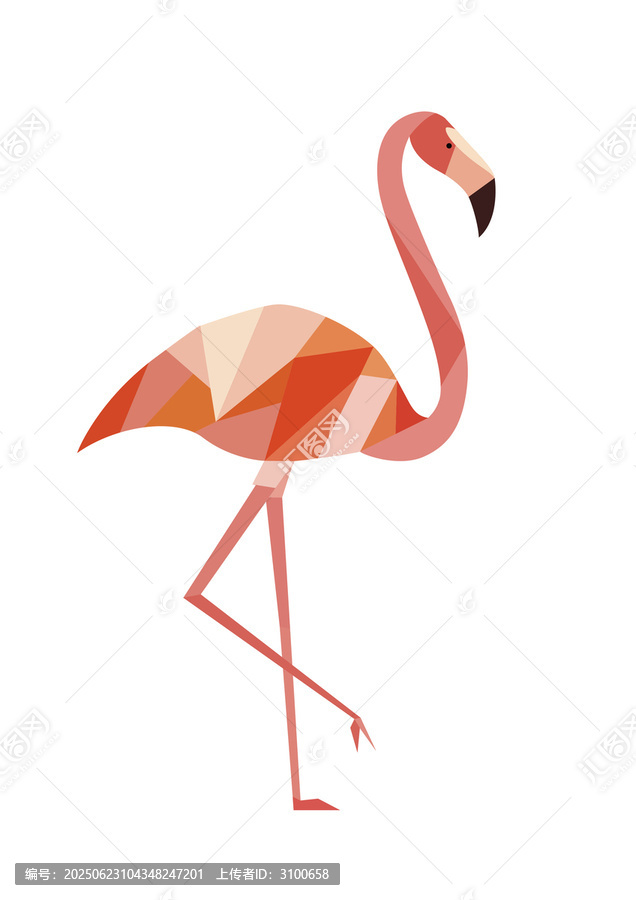 簡(jiǎn)約幾何風(fēng)火烈鳥(niǎo)插畫(huà)
