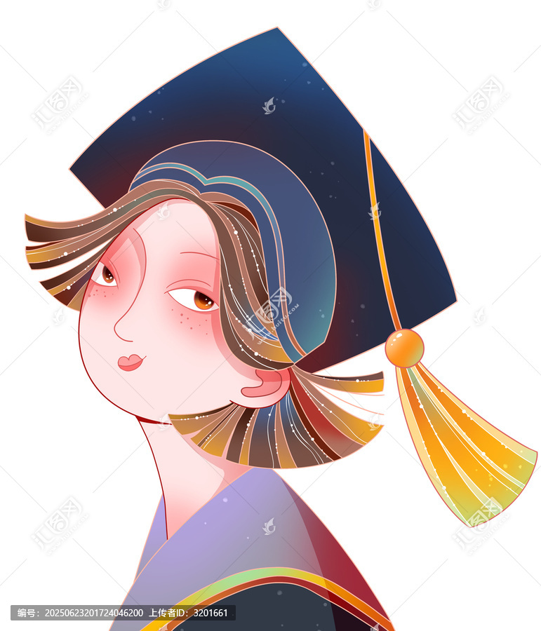 戴學士帽的俏皮少女