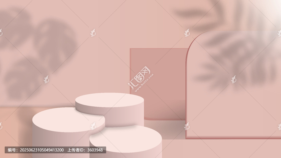 簡(jiǎn)約粉色系幾何展示臺(tái)背景
