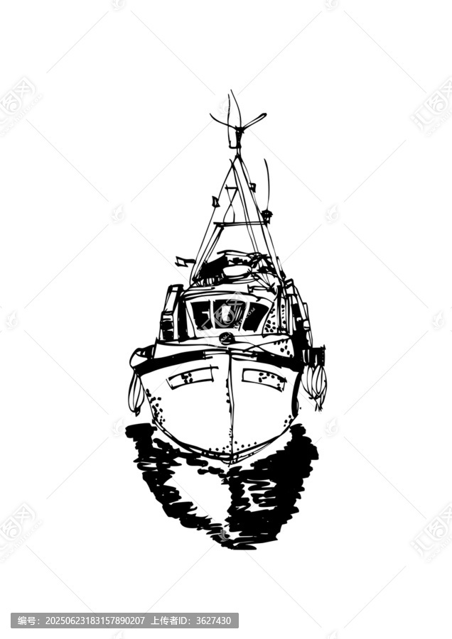 船手繪線(xiàn)稿近海捕魚(yú)船