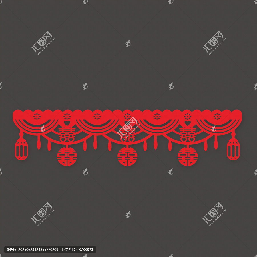 中式紅色喜慶裝飾圖案墻圍