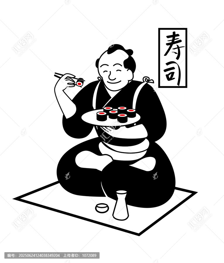 日式男子愜意享用壽司