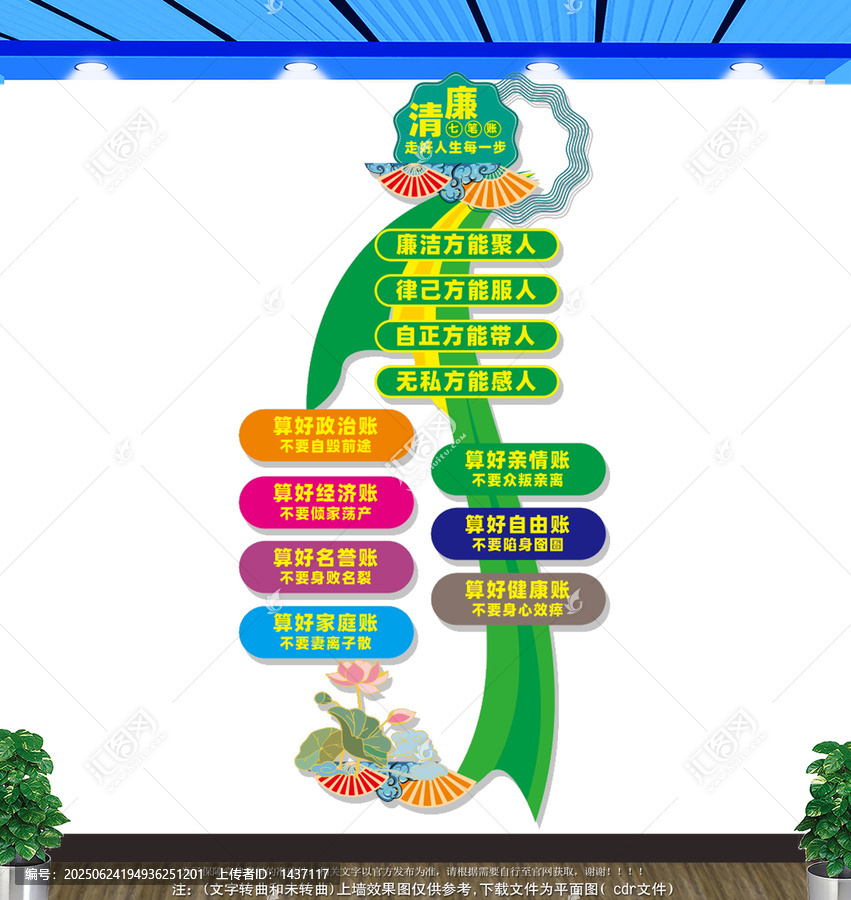 豎版清廉七筆賬文化墻
