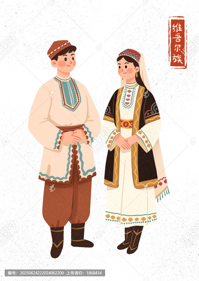 維吾爾族男女傳統(tǒng)服飾形象