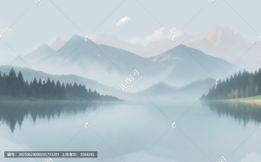 湖光山色間的靜謐自然