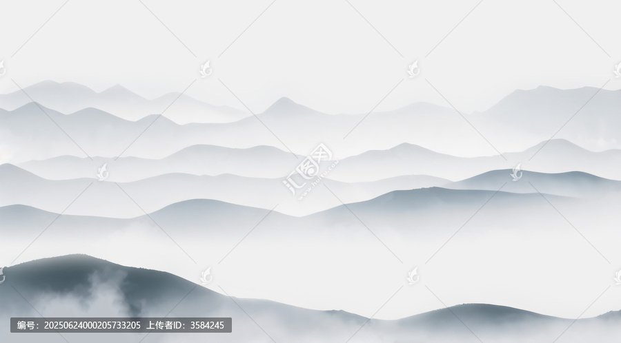 水墨風(fēng)格層疊山巒美景