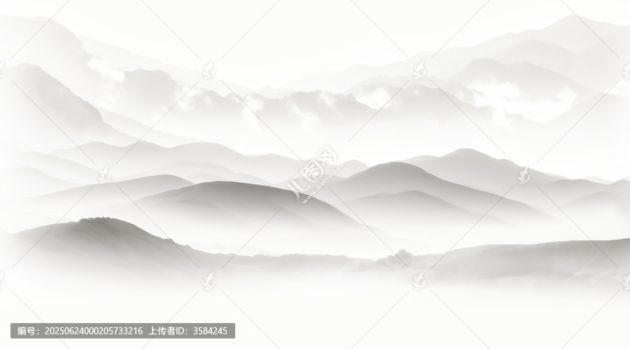 水墨意境群山云霧圖