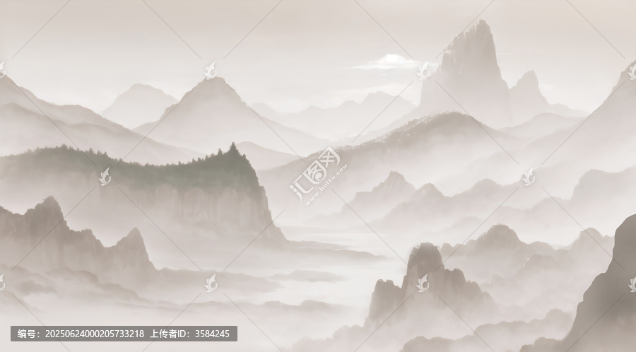 水墨意境群山云海景觀