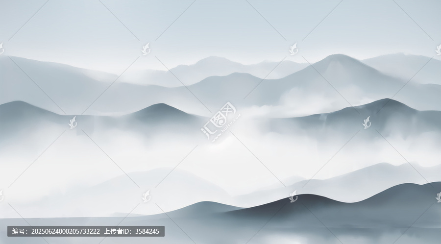 水墨風(fēng)格縹緲山巒美景