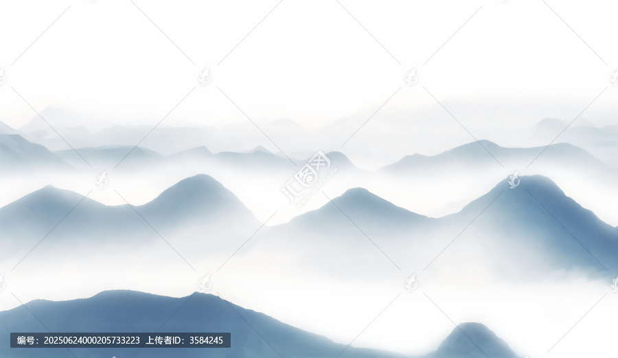 水墨風(fēng)格層疊山巒美景