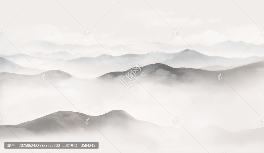 水墨意境山間云霧景觀