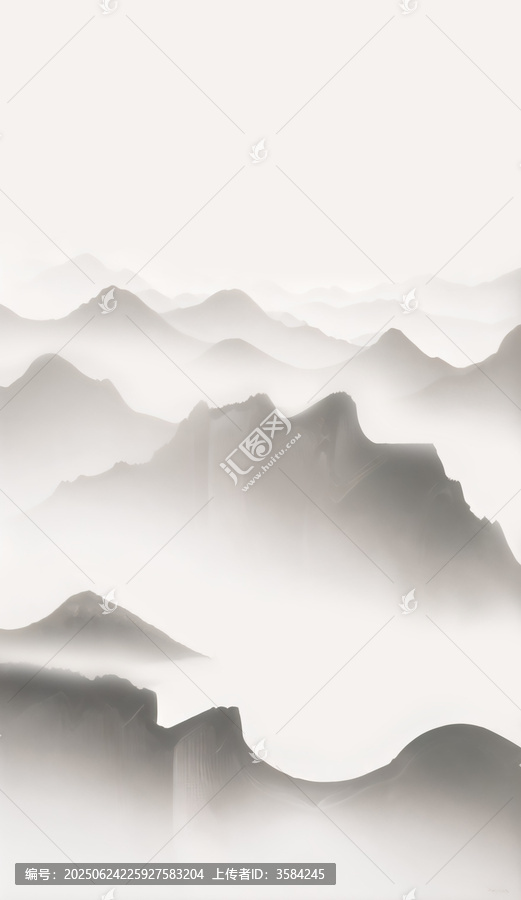 水墨意境群山云霧圖
