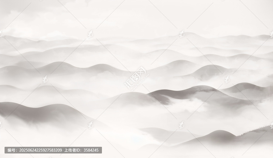 水墨意境的層疊山巒圖