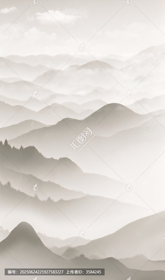 水墨風(fēng)格層巒疊嶂山景圖